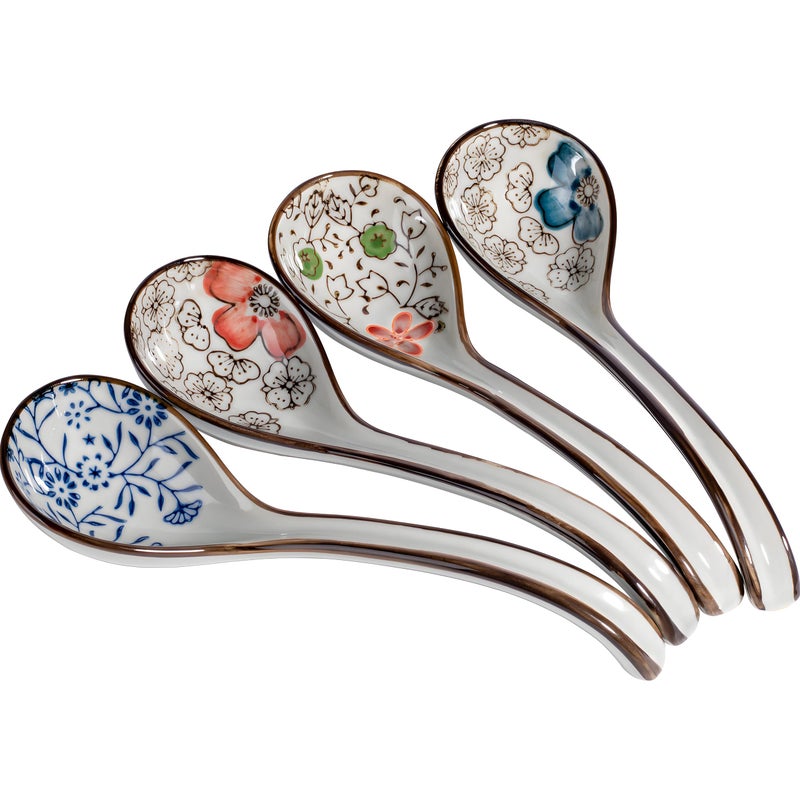 Sisims 4 pieces Hand-crafted Japanese style Ceramic Soup Spoon(gift boxes Including) - Image 1